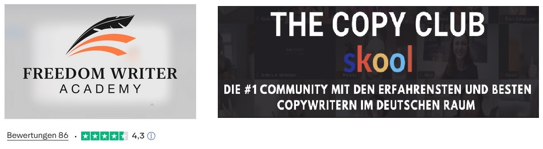 Kooperationen: Freedom Writer Academy und The Copy Club (Skool) — Trustpilot 4,3